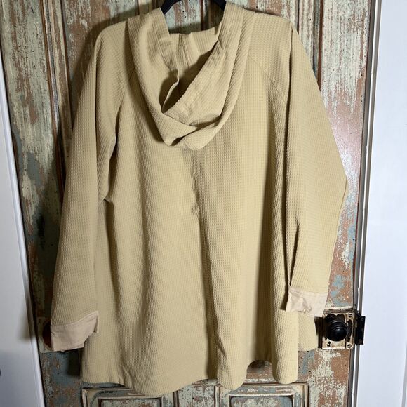 Davi & Dani Tunic V Neck With Hood Large  With Pockets Khaki/Tan/Golden - Picture 8 of 11